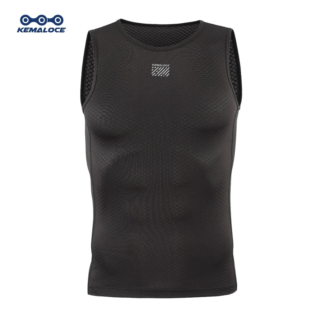 KEMALOCE Cycling Base Layer Men Sleevess Breathable White&Black&Blue Mesh Sleevess Vest Quick Dry Summer Sports&Run Undershirts