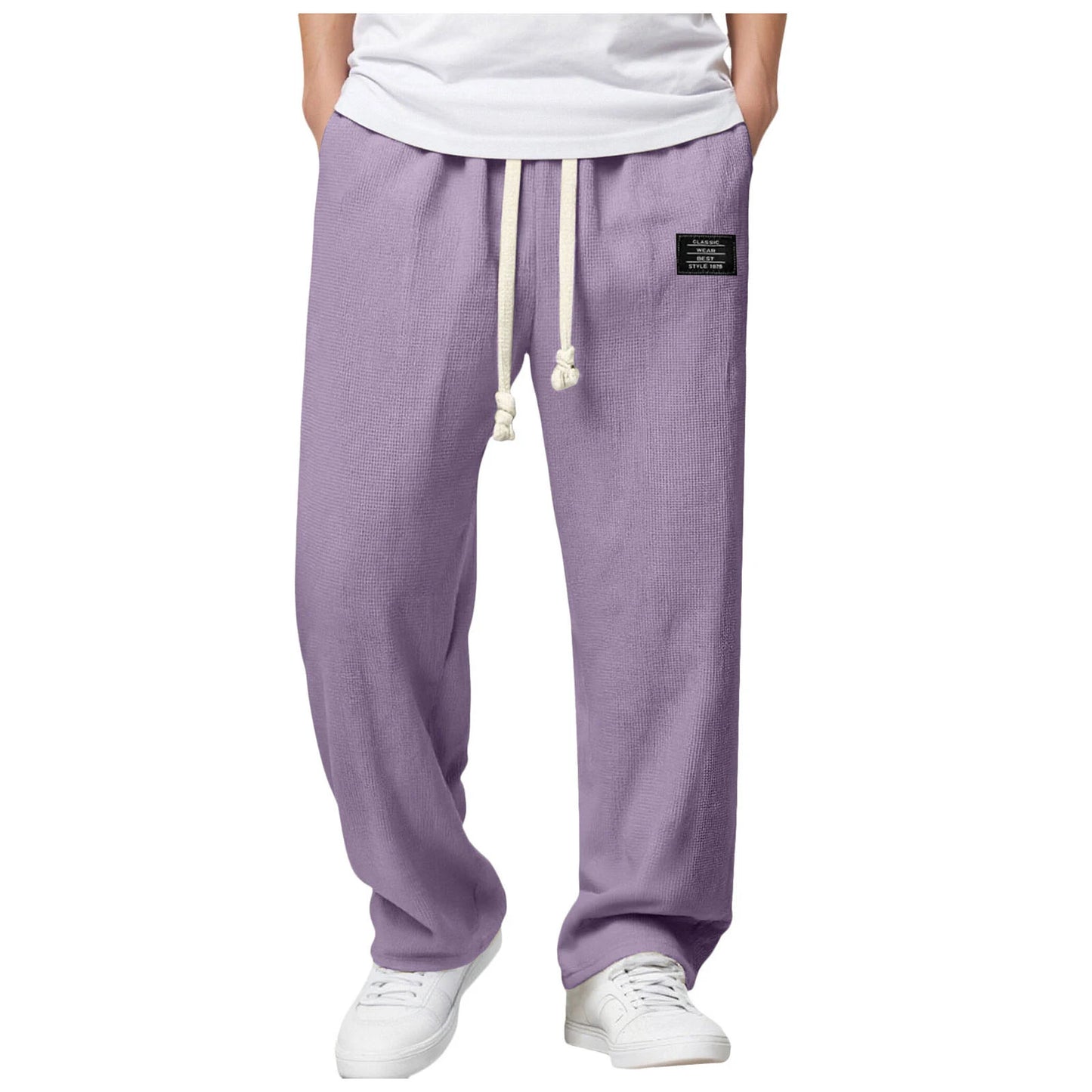 Men's Summer Casual Sports Solid Color Loose Wide Leg Trousers Stocking Gift Boy