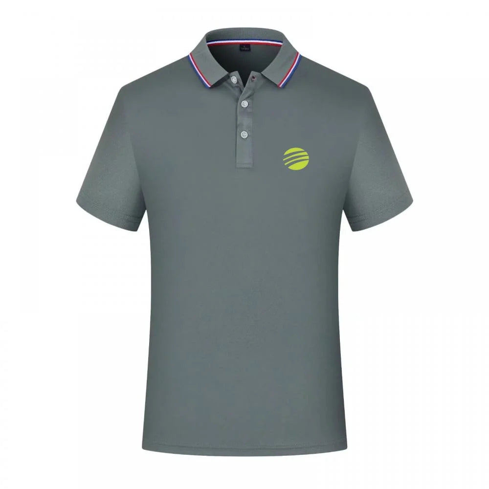Men's Tennis Ball Print Polo Shirt Striped Collar Short Sleeve Summer Casual Breathable Quick Dry Tops For Daily Wear Sports