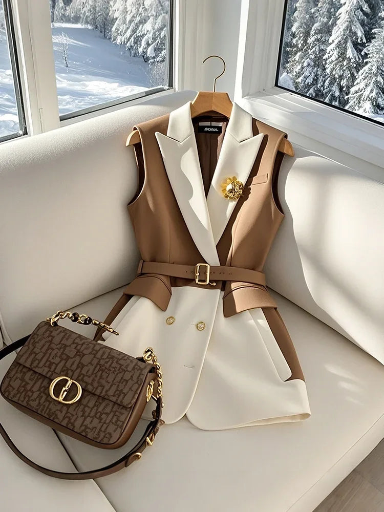 Lady Coffee Blazers with Belt