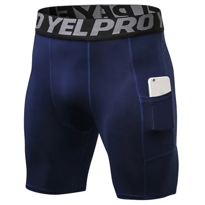 Quick Dry Compression Running Tights Men with Pocket Gym Fitness Shorts Sportswear Short Leggings Elastic Underwear Customized