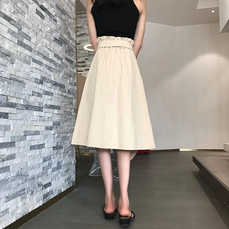 Elegant Button High Waist Skirt