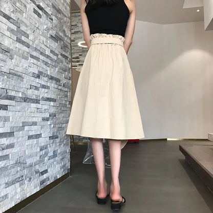 Elegant Button High Waist Skirt