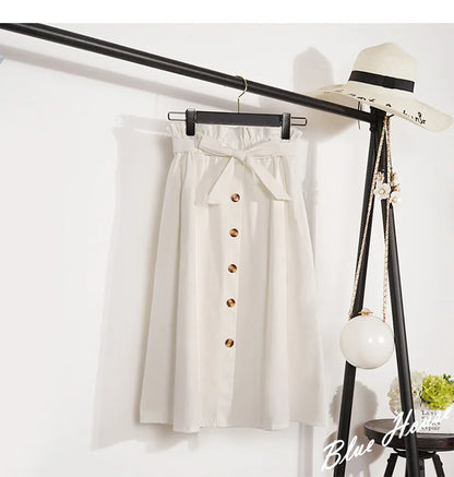 Elegant Button High Waist Skirt