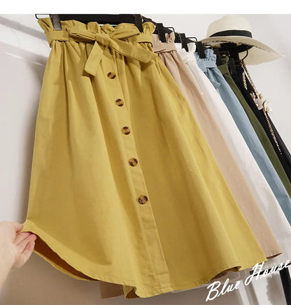 Elegant Button High Waist Skirt