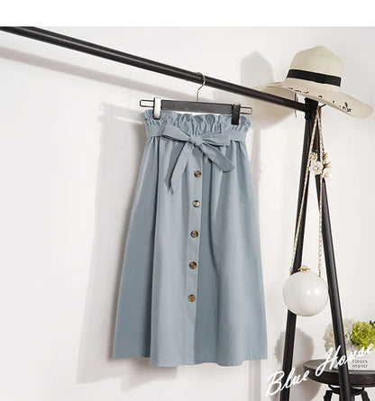 Elegant Button High Waist Skirt