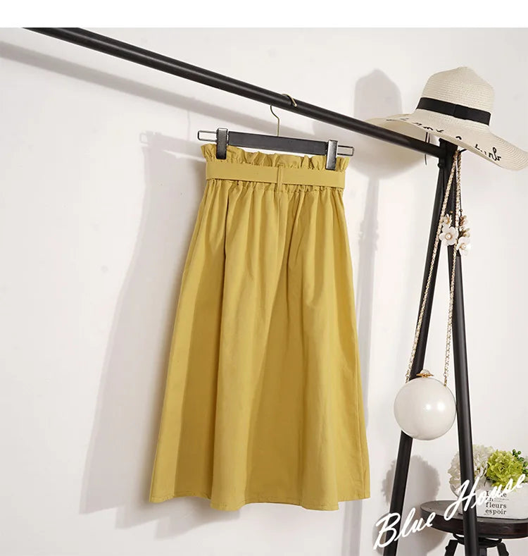 Elegant Button High Waist Skirt