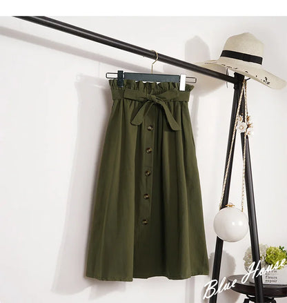 Elegant Button High Waist Skirt