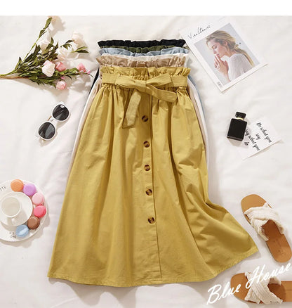 Elegant Button High Waist Skirt