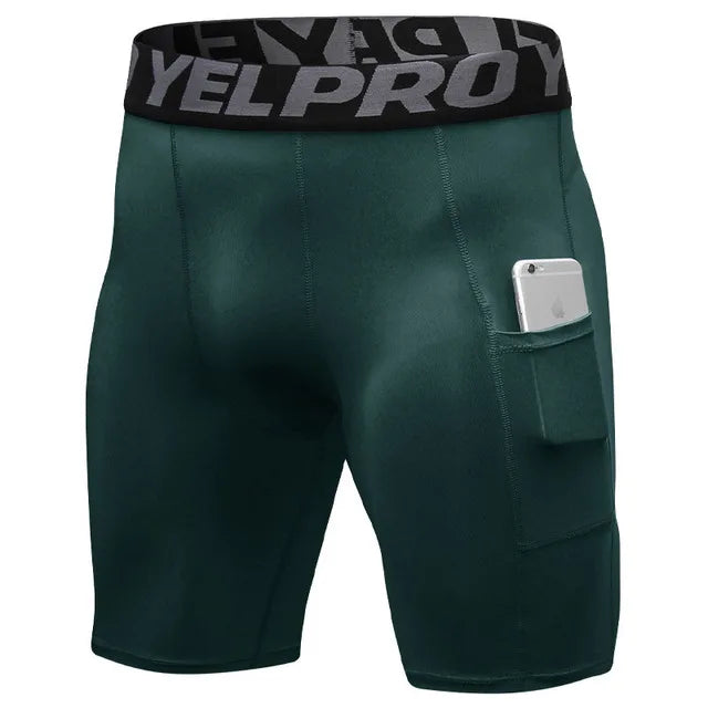 Quick Dry Compression Running Tights Men with Pocket Gym Fitness Shorts Sportswear Short Leggings Elastic Underwear Customized