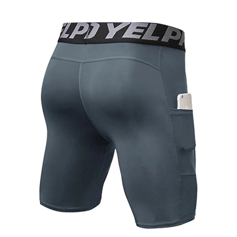 Quick Dry Compression Running Tights Men with Pocket Gym Fitness Shorts Sportswear Short Leggings Elastic Underwear Customized