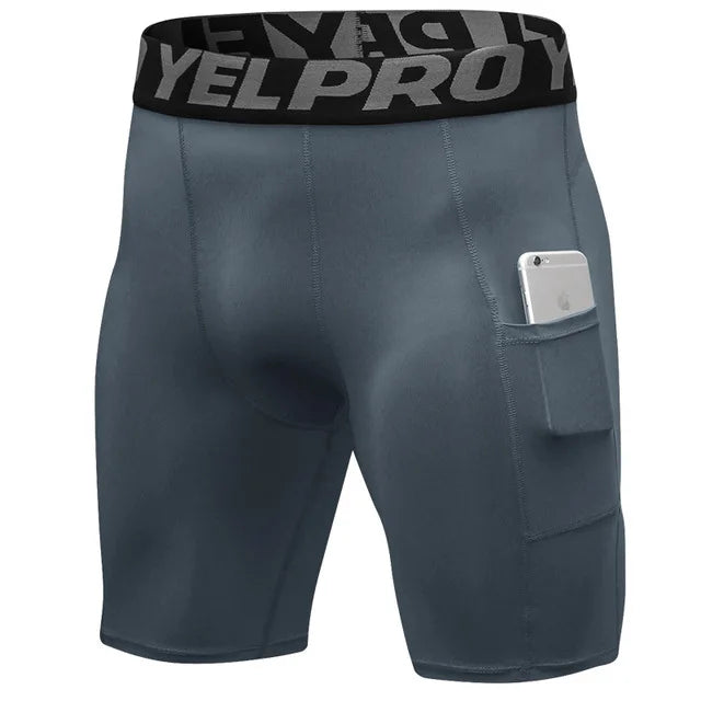 Quick Dry Compression Running Tights Men with Pocket Gym Fitness Shorts Sportswear Short Leggings Elastic Underwear Customized
