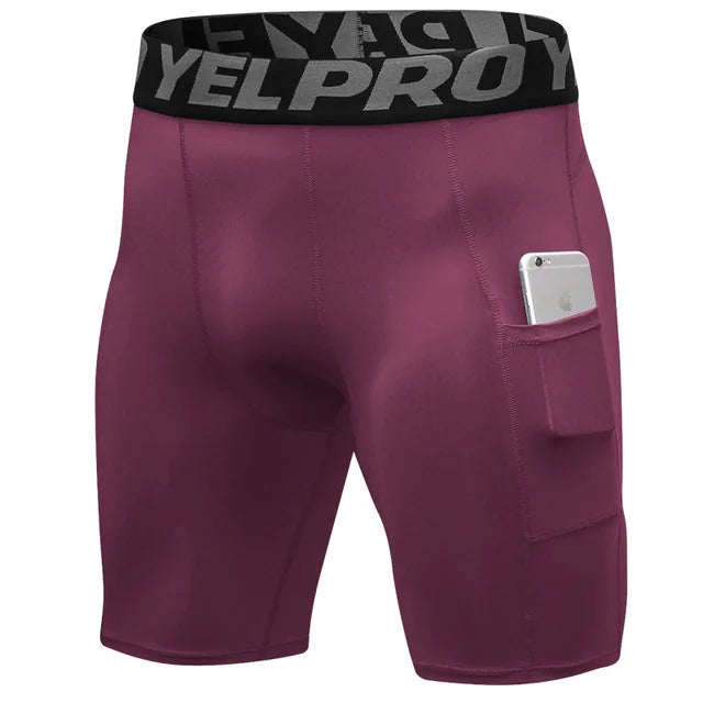Quick Dry Compression Running Tights Men with Pocket Gym Fitness Shorts Sportswear Short Leggings Elastic Underwear Customized