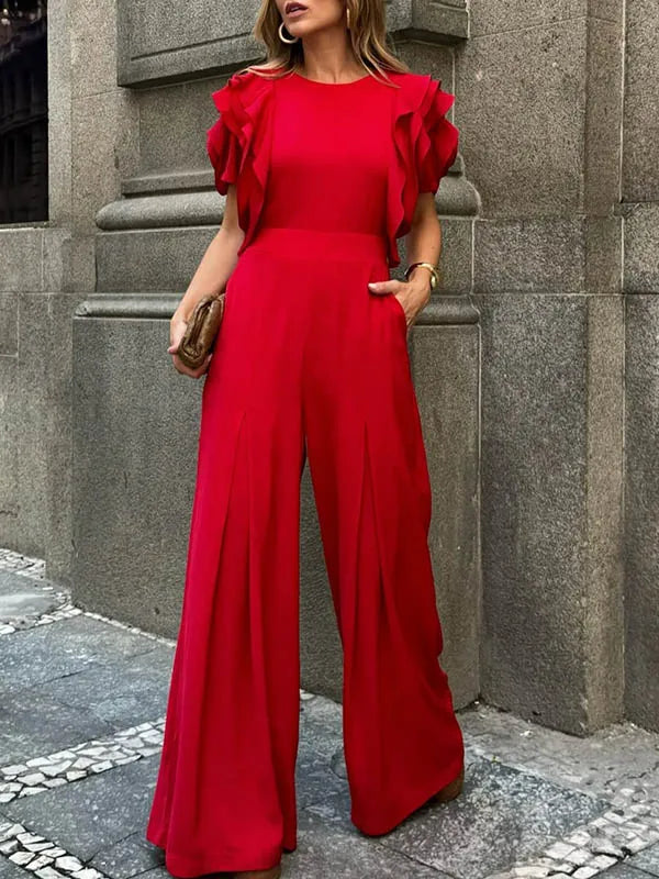 Red Romper Jumpsuit Woman