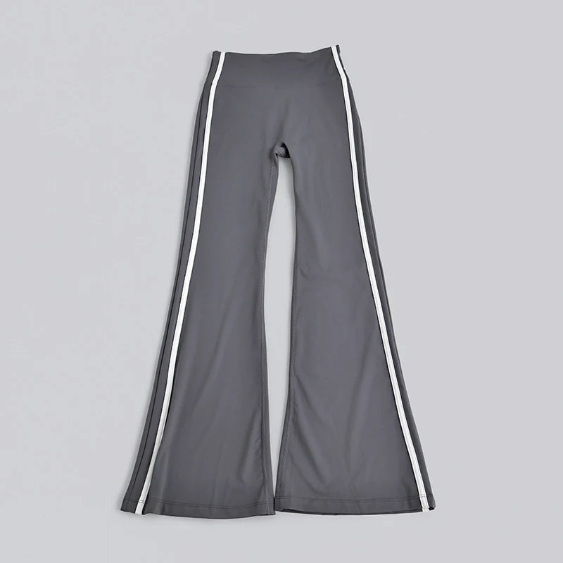 Spring Summer 2026 New Women's Yoga Trousers Striped Flare Trousers Hip High Waist Running Pants Fitness Peach Sports Pants Y2k