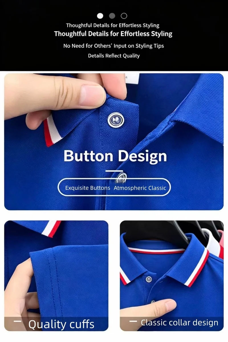 Luxury and fashionable men clothing brand exquisite embroidery simple and breathable polo shirt casual short top for summer 2026