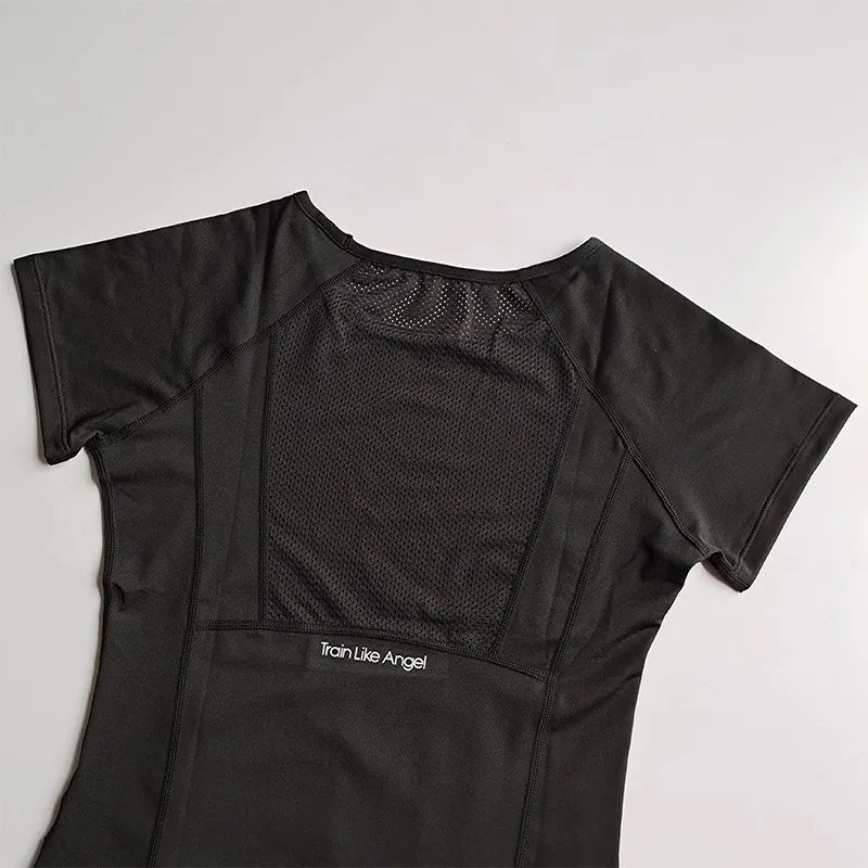 Mesh breathable yoga and fitness T-shirt
