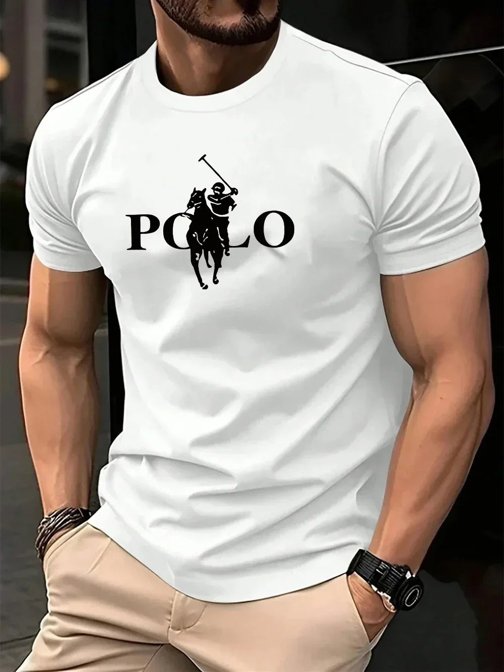 Men's Summer Simple and Fashionable Casual Business Short Sleeved T-shirt Round Neck Solid Color Sports Quick Drying Top