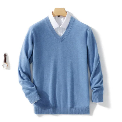 Cashmere Sweater V-neck Pullovers Men's Loose Oversized M-3XL Knitted Bottom Shirt Spring Autumn New Korean Casual Men Top