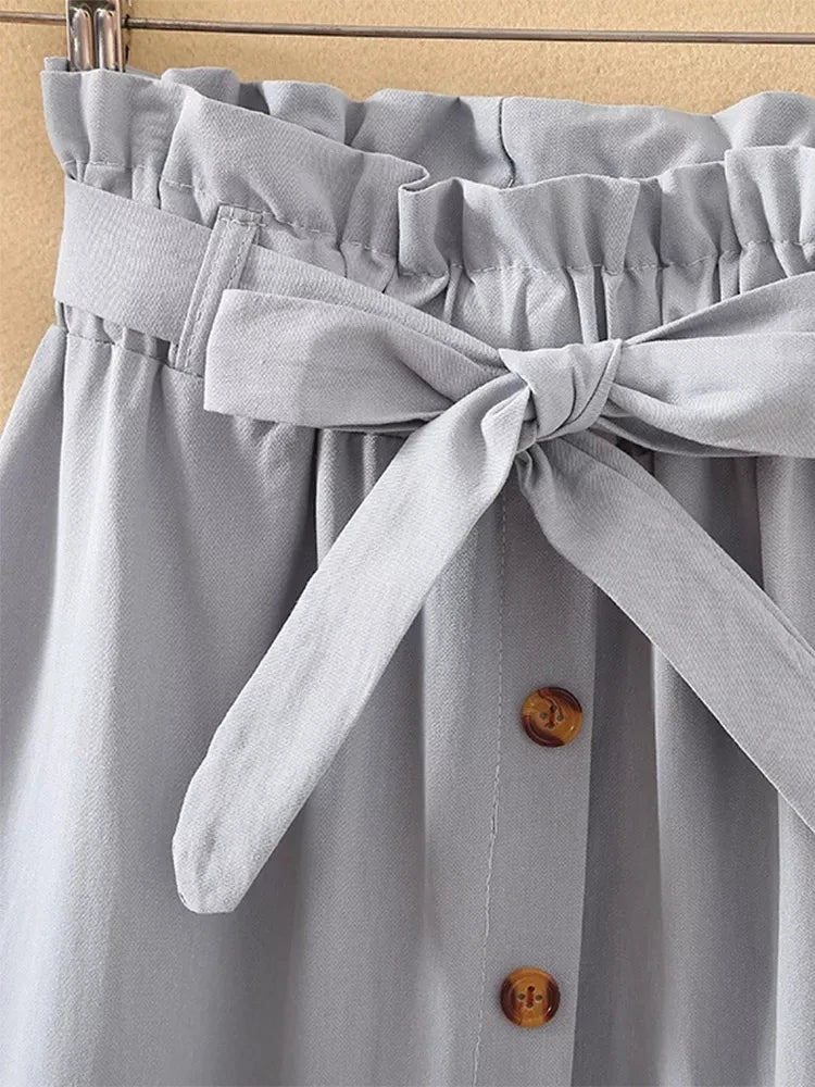 Elegant Button High Waist Skirt