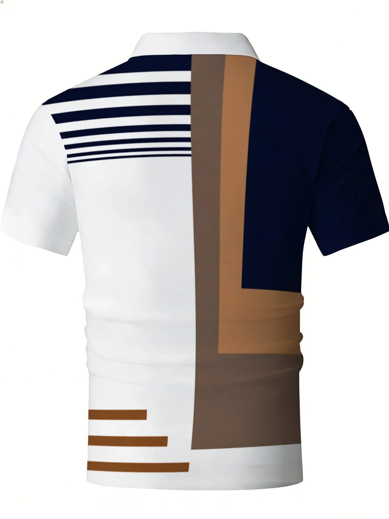 2026 Summer New Style Men's Short-Sleeved Polo Shirt With 3D Stripes Pattern Print Street Casual Fashion Breathable