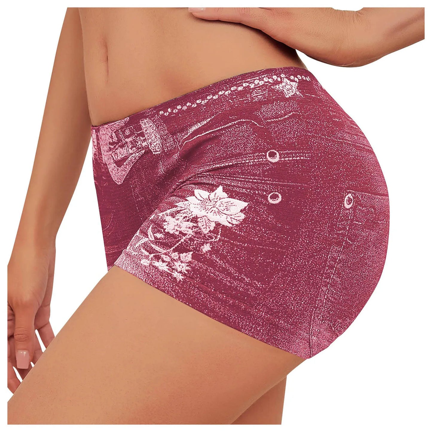 Sexy Hip Lifting Faux Jean Shorts Women's Low Waist Seamless Fitness Denim Shorts Hip Hop Y2k Sports Running Leggings Pants