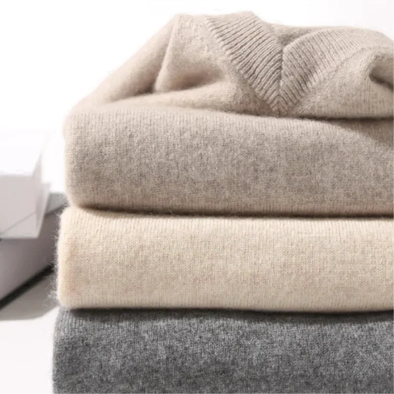 Cashmere Sweater V-neck Pullovers Men's Loose Oversized M-3XL Knitted Bottom Shirt Spring Autumn New Korean Casual Men Top