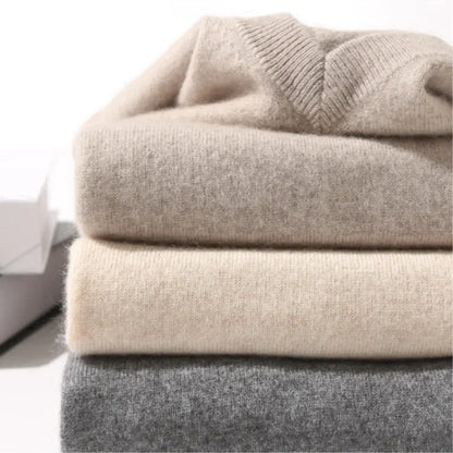 Cashmere Sweater V-neck Pullovers Men's Loose Oversized M-3XL Knitted Bottom Shirt Spring Autumn New Korean Casual Men Top