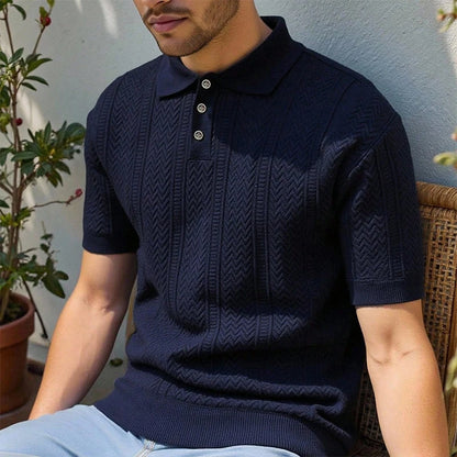 US Size New Men Knit Shirt Short Sleeve Polo Shirts Solid Button Knit Polo Shirt Summer Light Weight Shirts