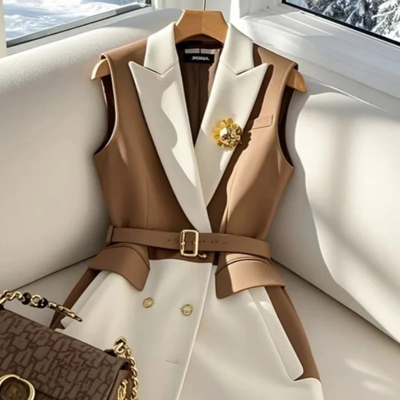 Lady Coffee Blazers with Belt