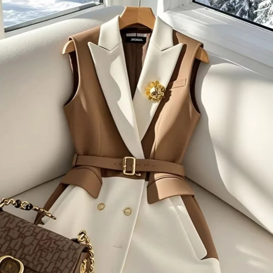 Lady Coffee Blazers with Belt