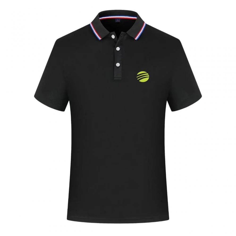 Men's Tennis Ball Print Polo Shirt Striped Collar Short Sleeve Summer Casual Breathable Quick Dry Tops For Daily Wear Sports