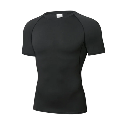 Men's Reflective Stripe Quick Dry Compression T-Shirt - Elastic Athletic Workout Top for Running, Gym, Fitness