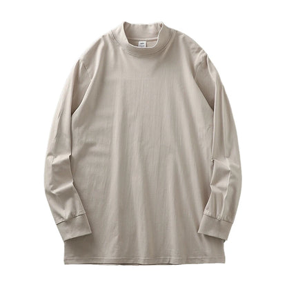 Dukeen 270G Heavyweight Half-Turtleneck Long-Sleeve T Shirts for Men Autumn 100% Cotton Solid Color Undershirt Men's Clothing