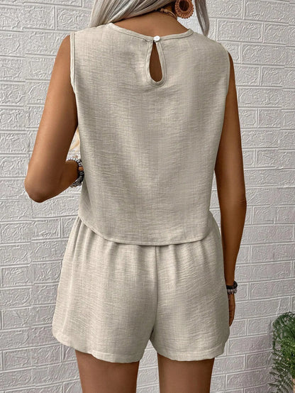 Solid Color Top and Shorts Set