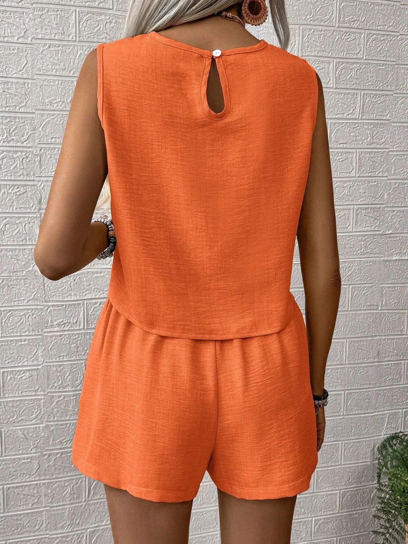 Solid Color Top and Shorts Set