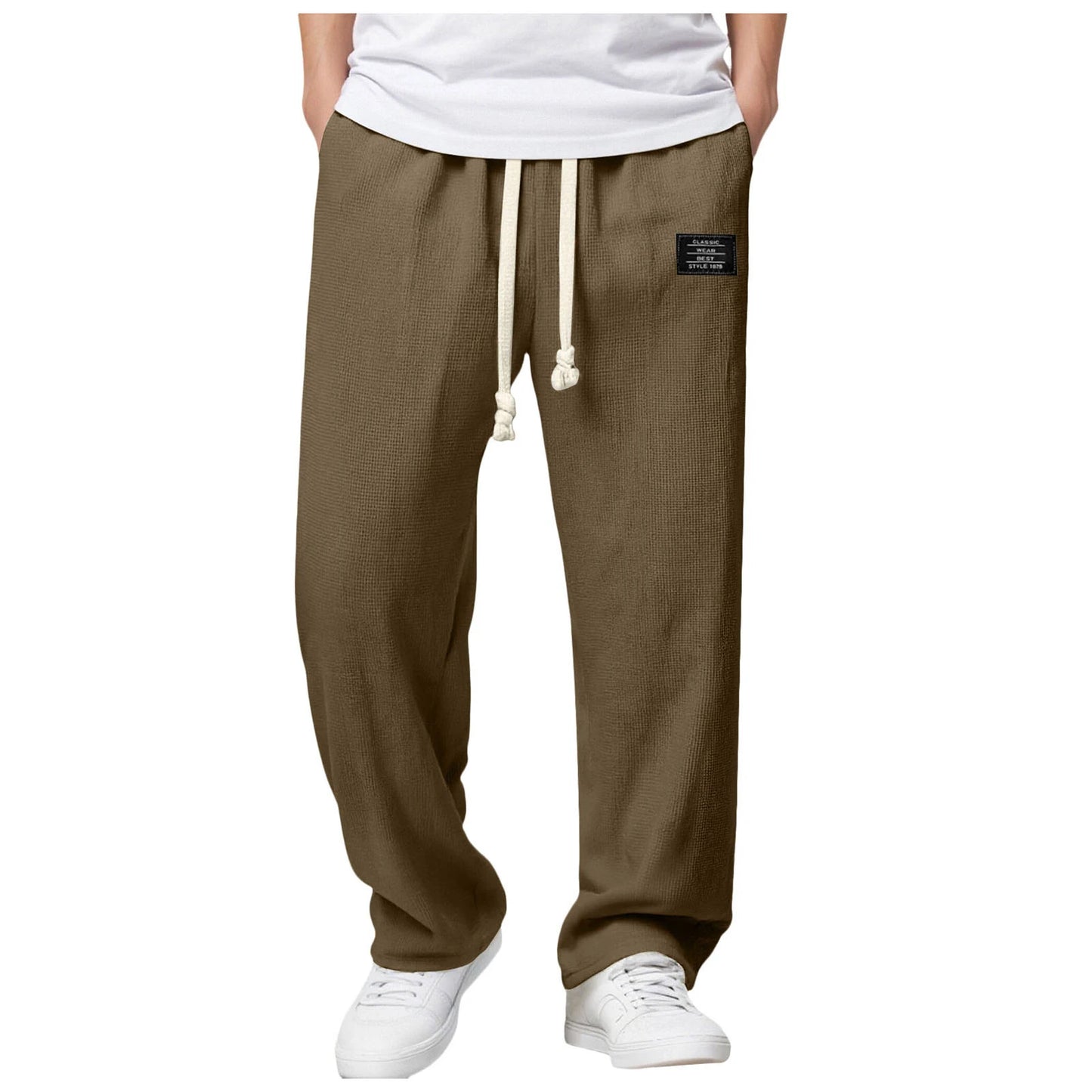 Men's Summer Casual Sports Solid Color Loose Wide Leg Trousers Stocking Gift Boy
