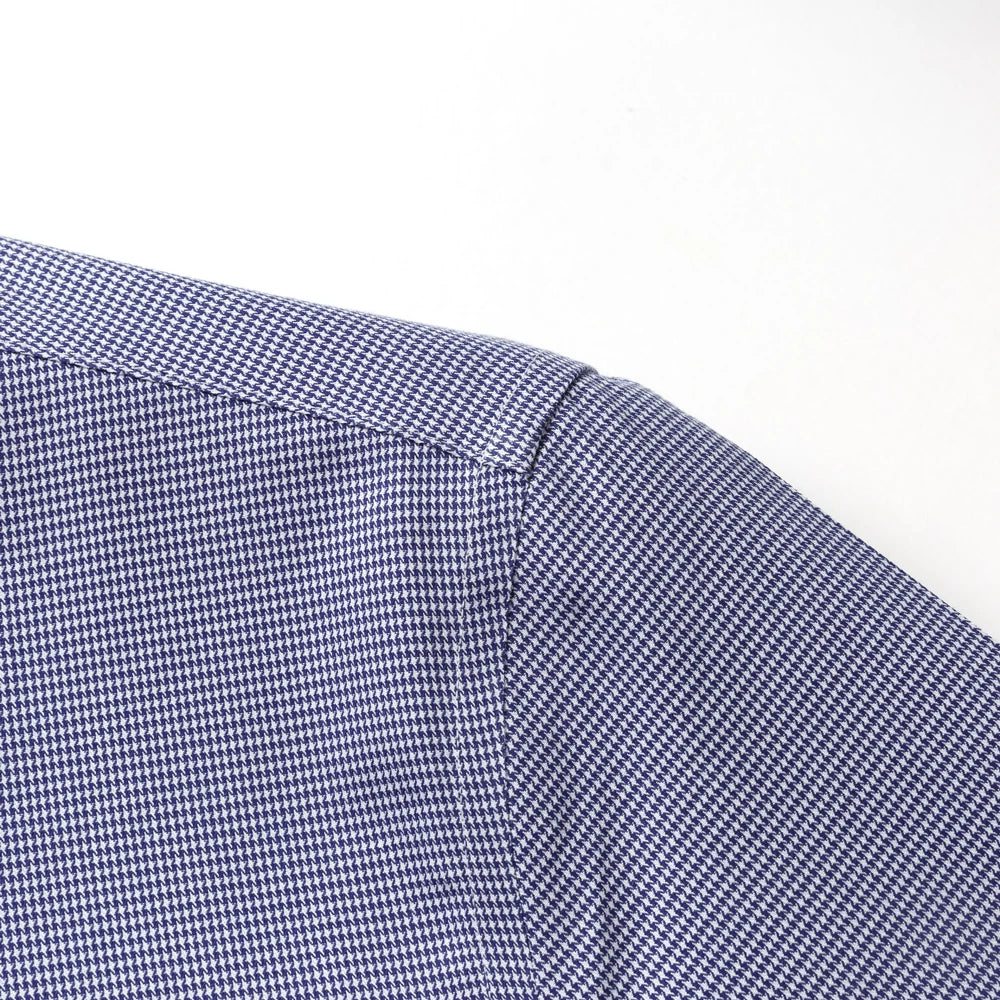 Men's Breathable Houndstooth Print Wrinkle-Free Dress Shirt Soft Long Sleeve Casual Button Down Blouse Business Daily Essential