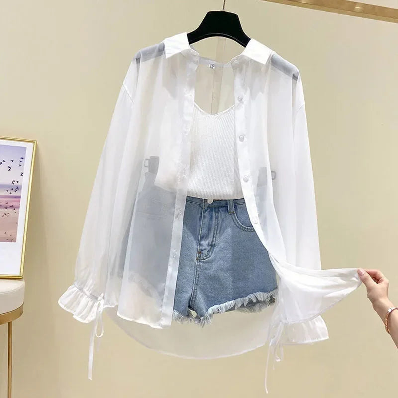 Summer Thin Loose Button-Up Shirt