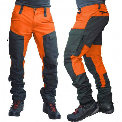Nylon Men Cargo Pants Color Block Multi Pockets Sports Pants Work Trousers Outdoor Hiking Trekking Army Joggers Pants