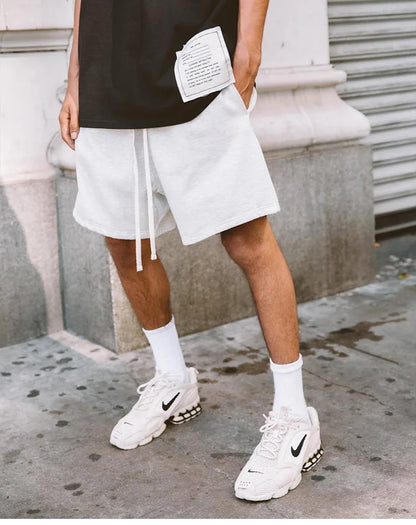 Men's Summer Casual Basketball Gym Workout Shorts Loose Fit Streetwear Drawstring Knitted Cotton Breathable Training Athletic‌