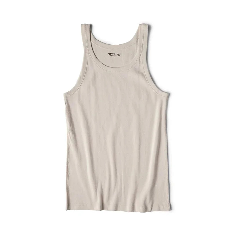 Bronson Old Fashion Thin Strap Tank Top Ribbed Cotton Sleeveless Undershirt Men