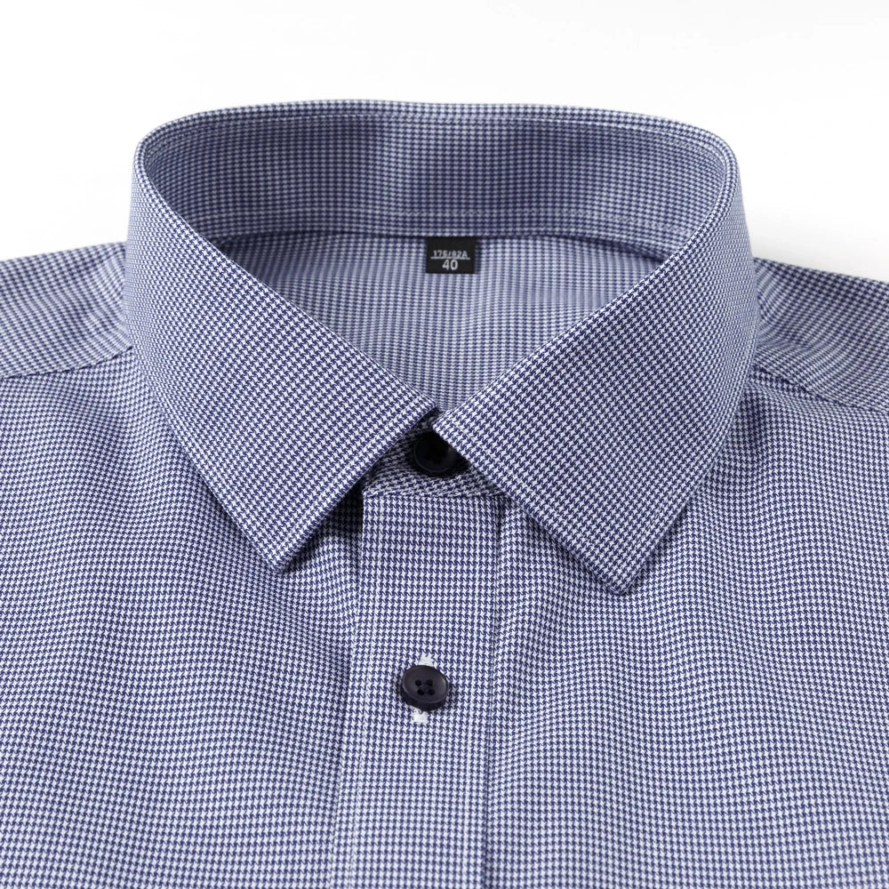 Men's Breathable Houndstooth Print Wrinkle-Free Dress Shirt Soft Long Sleeve Casual Button Down Blouse Business Daily Essential
