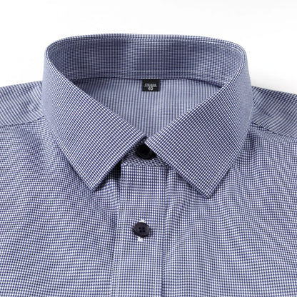 Men's Breathable Houndstooth Print Wrinkle-Free Dress Shirt Soft Long Sleeve Casual Button Down Blouse Business Daily Essential