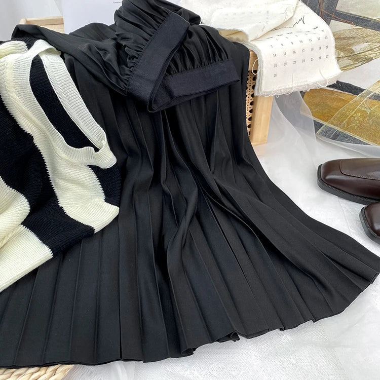 High Waist Pleated Skirt