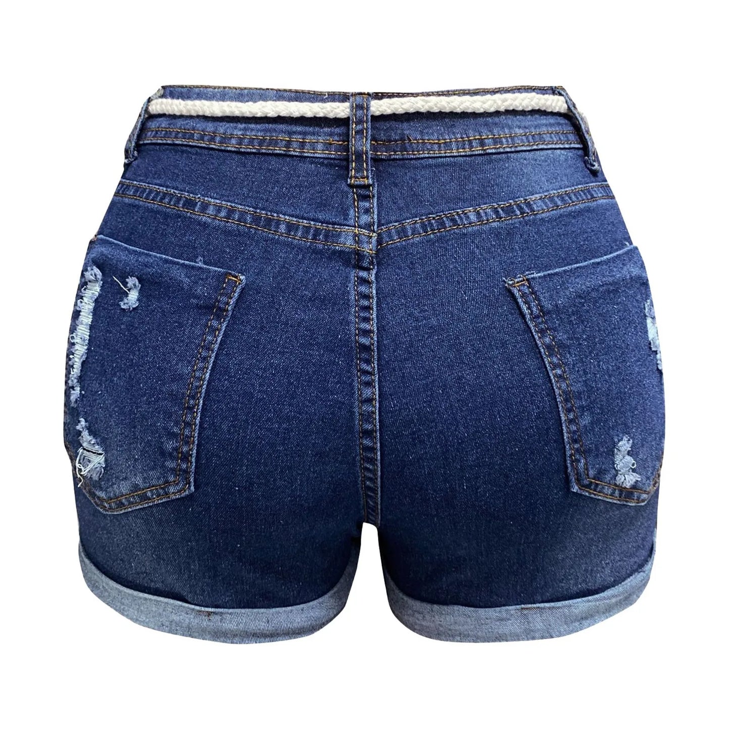 Summer Denim Shorts For Women 2025 Ripped Hotpants Casual Women's Short Pants Elastic High Waisted Rolled Baggy Jean Shorts