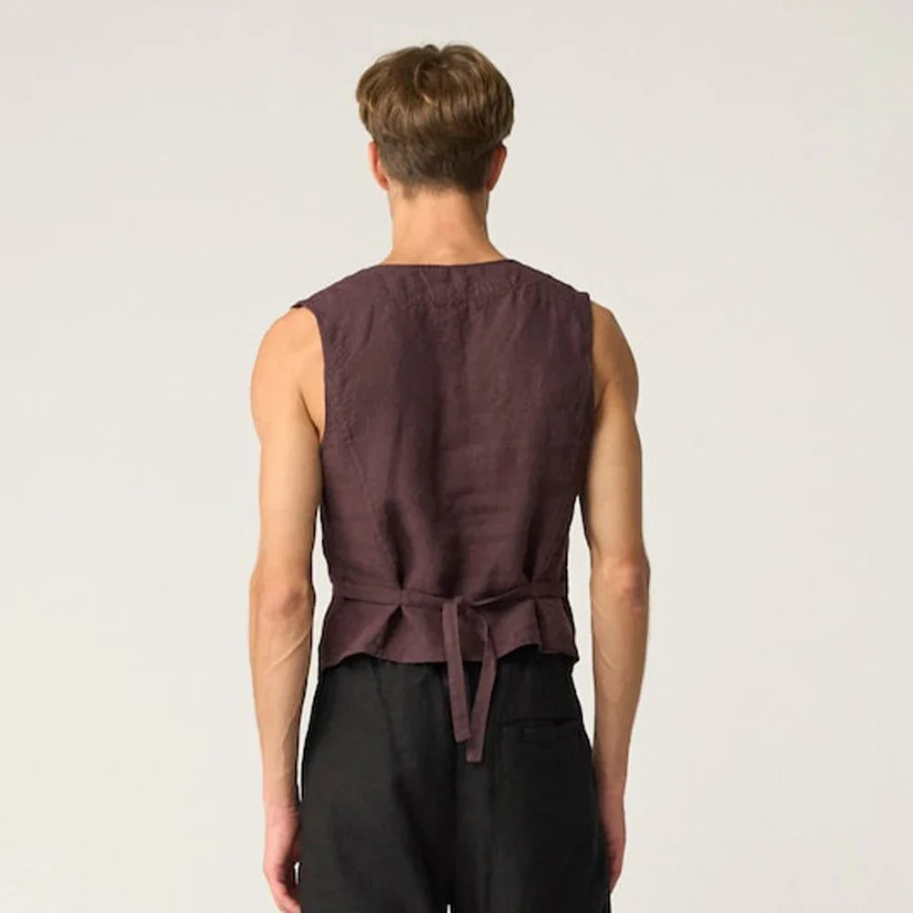Linen Casual Men's Vest Cool Sleeveless Male Summer Single Breasted Suit Vests V Neck Vintage Jacket for Men Waistcoat