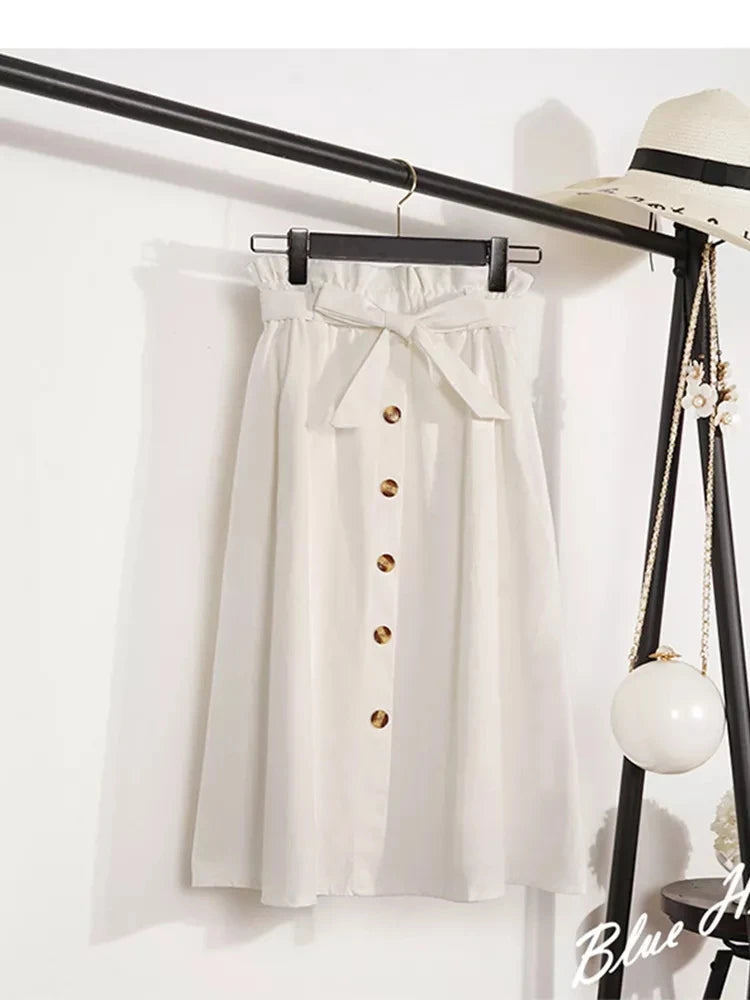 Elegant Button High Waist Skirt