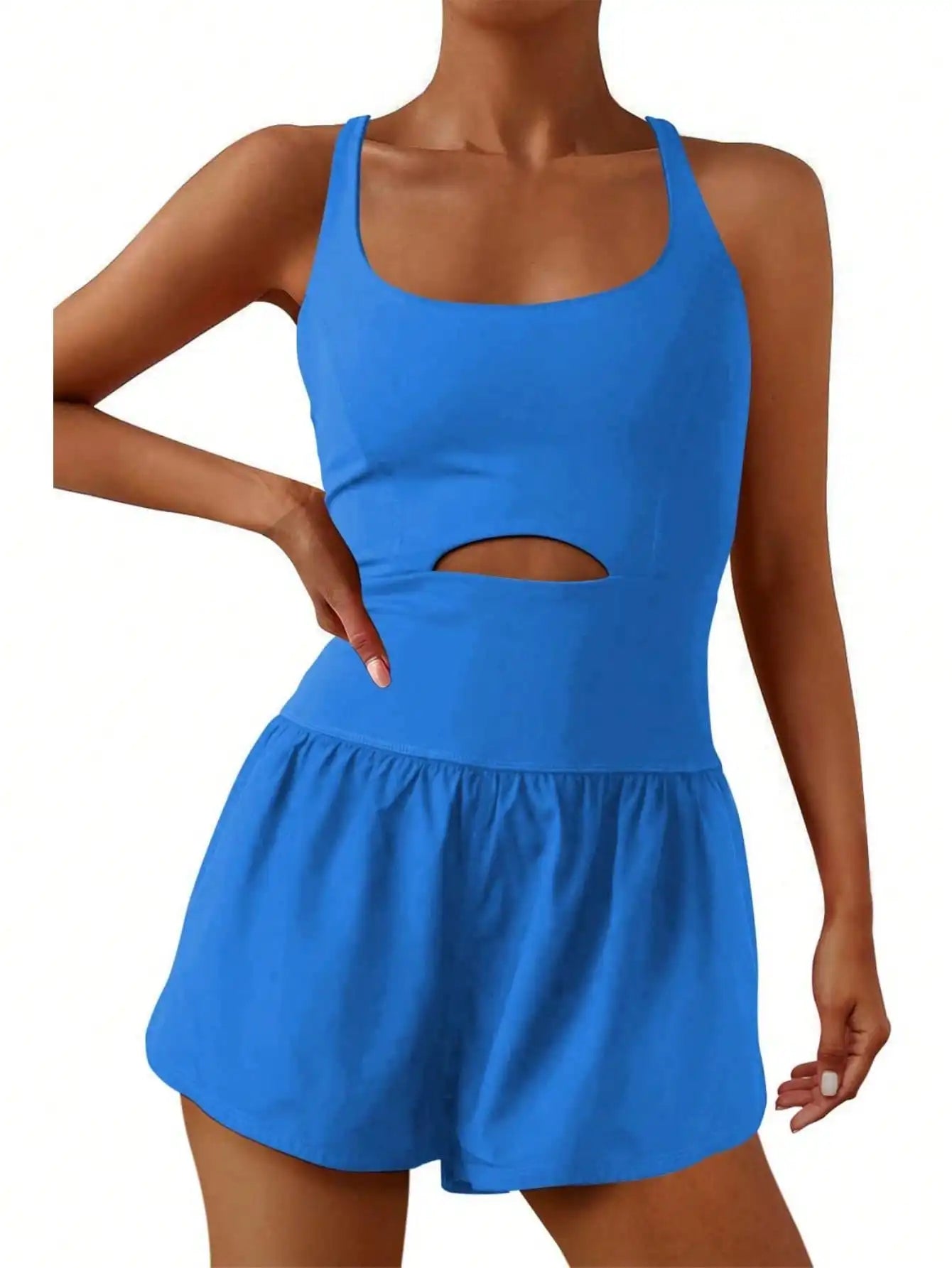 Women's Solid Color Back Waist V-Crossed Simple Casual Jumpsuit Gym Women Outfit Body Suit Womens Sexy Running One-Sie Workout Rompers One Piece Outfits Exercise Jumpsuits Sleeveless Athletic Tennis Romper Gym Yoga Clothes