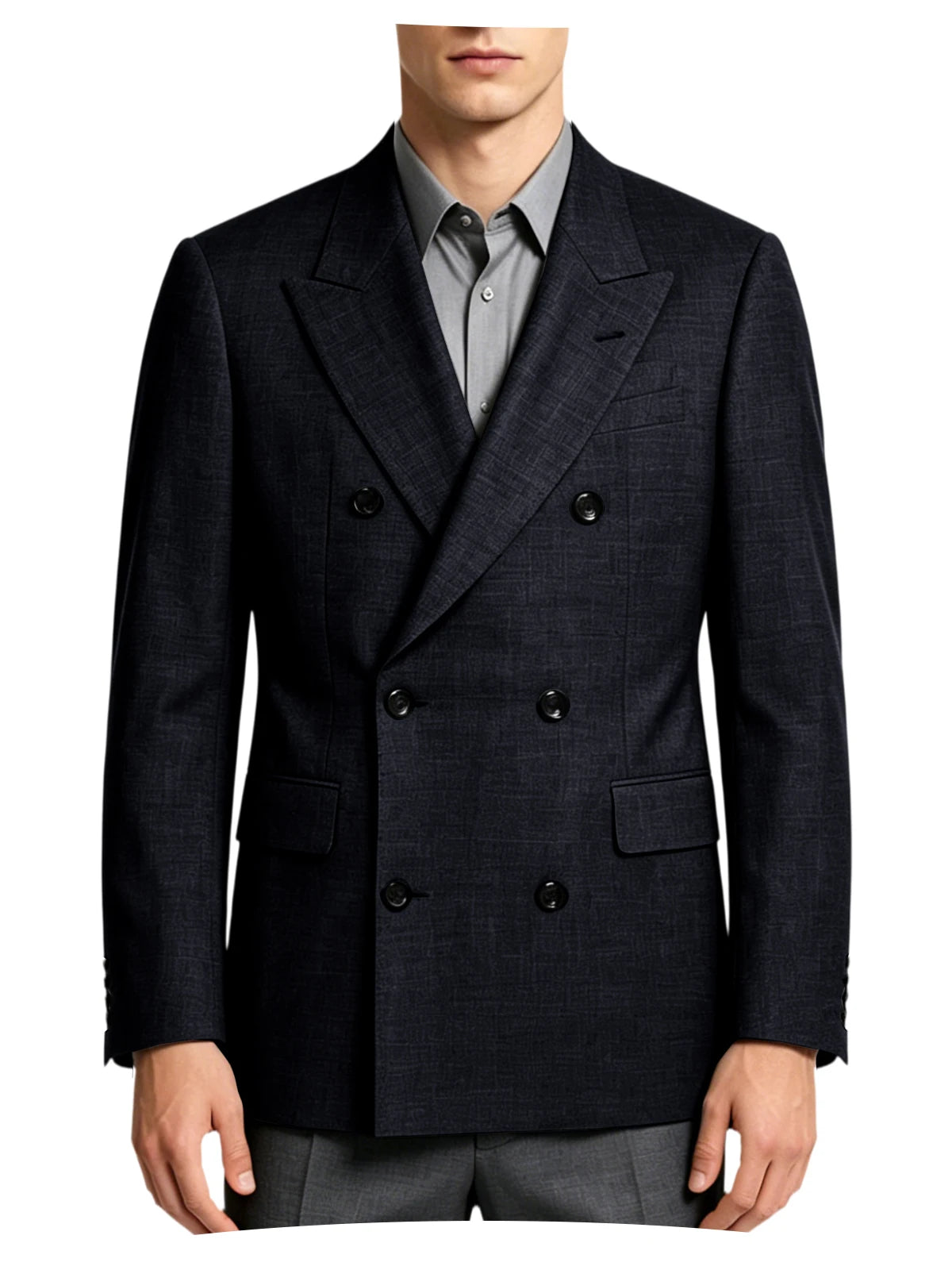 Men's Linen Blend Double Breasted Blazer Peak Lapel Breathable Wrinkle Resistant Business Suit Jacket For Wedding Daily Wear
